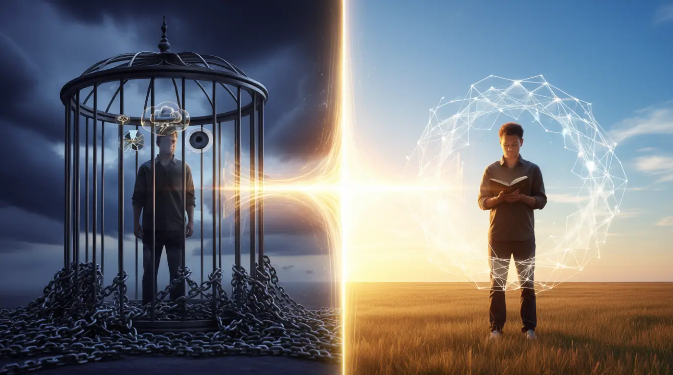 Diagrama visual de los 4 pasos de la Reestructuración Cognitiva: Despertar, Captura, Cuestionamiento y Reconstrucción, ilustrando el proceso de cambio mental.