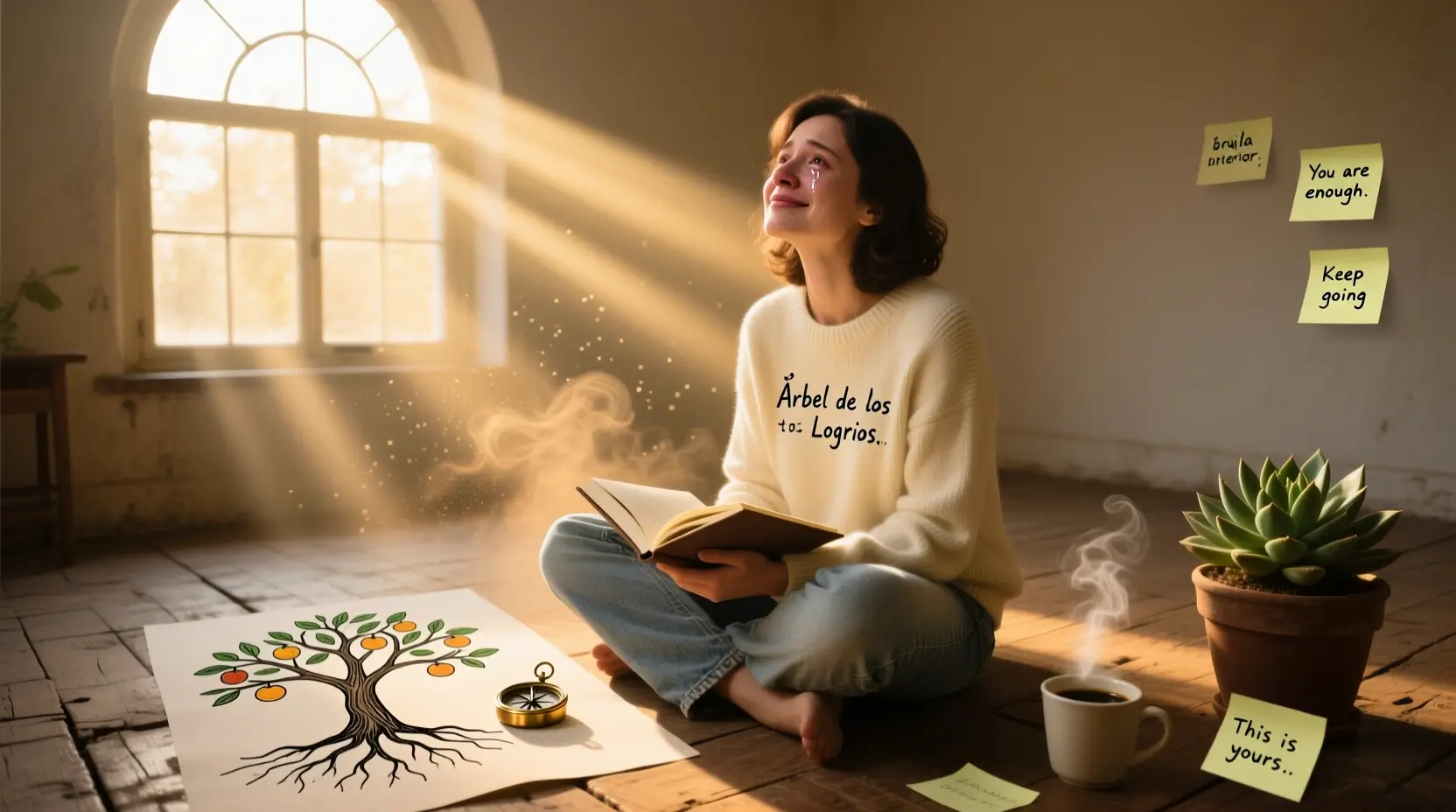 Persona meditando al aire libre, simbolizando el autocuidado y la mejora de la autoestima a través de ejercicios transformadores y la conexión interior.