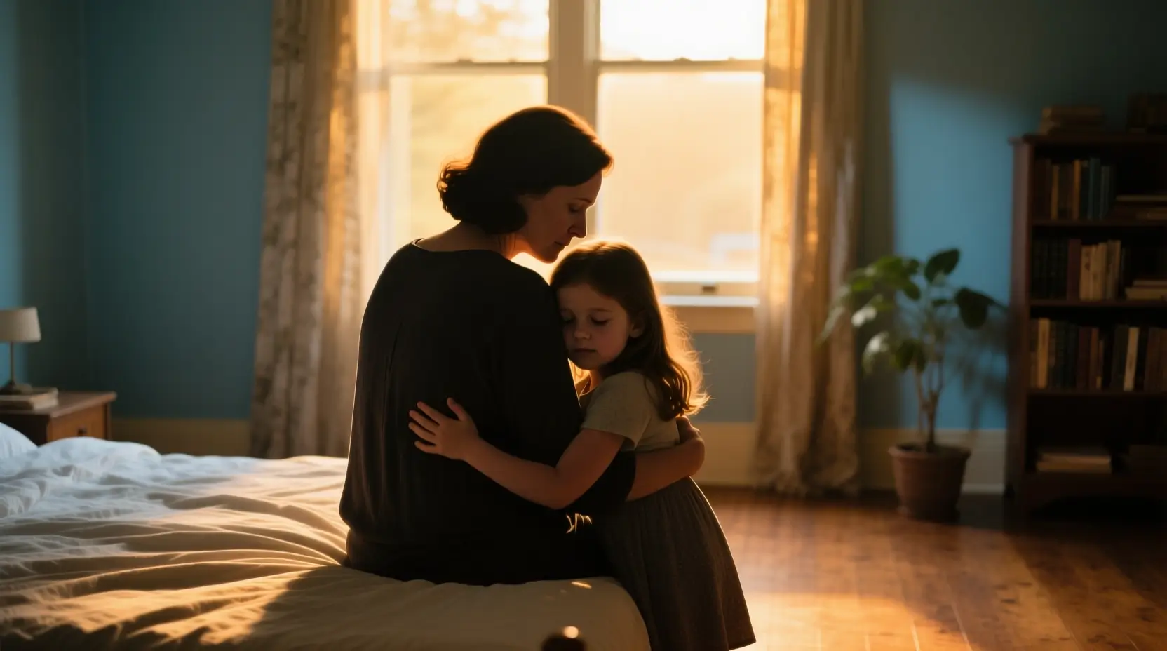Madre e hija abrazándose en un sofá, reparando su vínculo después de un conflicto de crianza